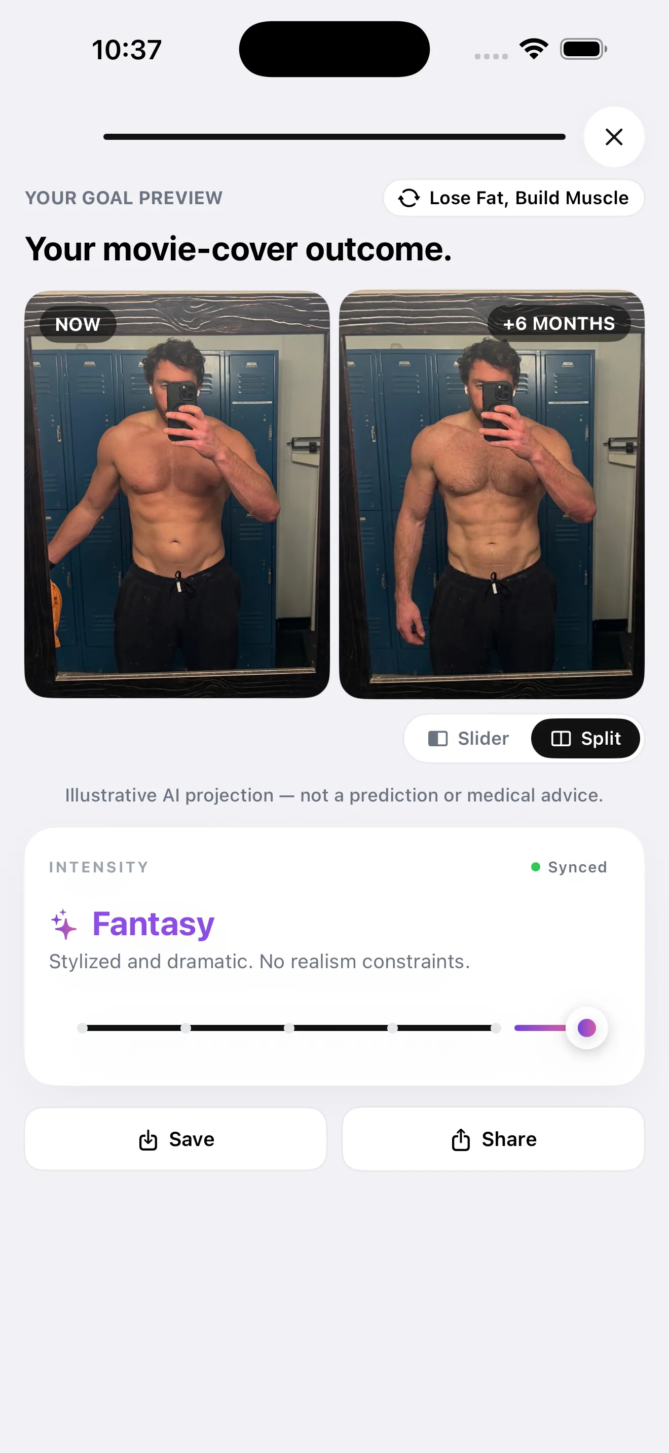 Future You projection comparing now and 6 months
