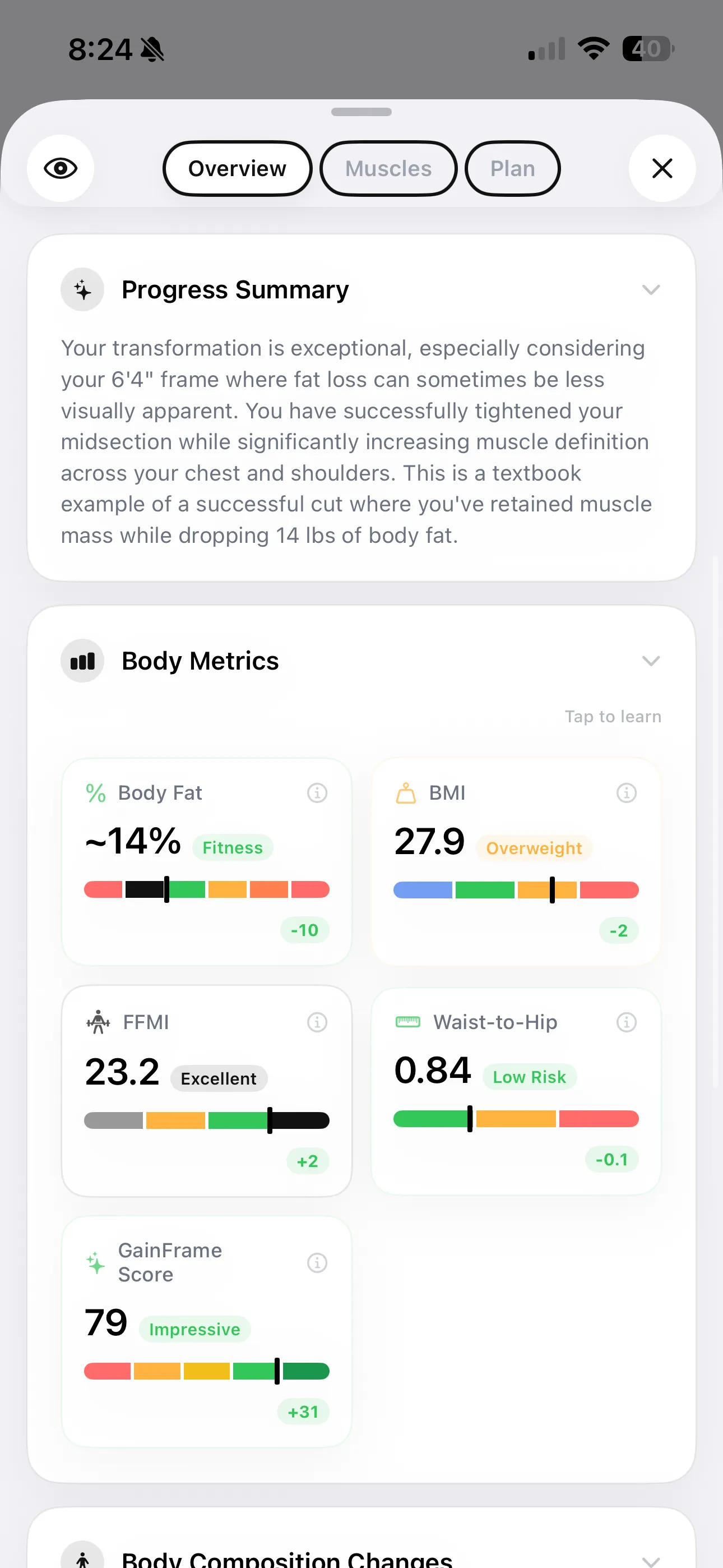 Body metrics report in GainFrame