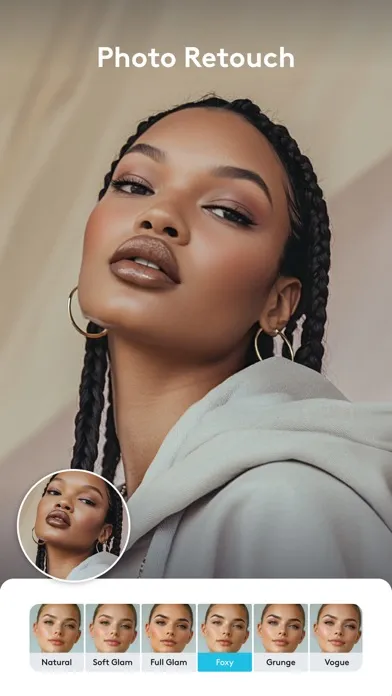 Facetune's App Store image shows portrait retouching controls and effect choices