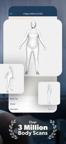 MeThreeSixty displays body avatars and estimated measurements.