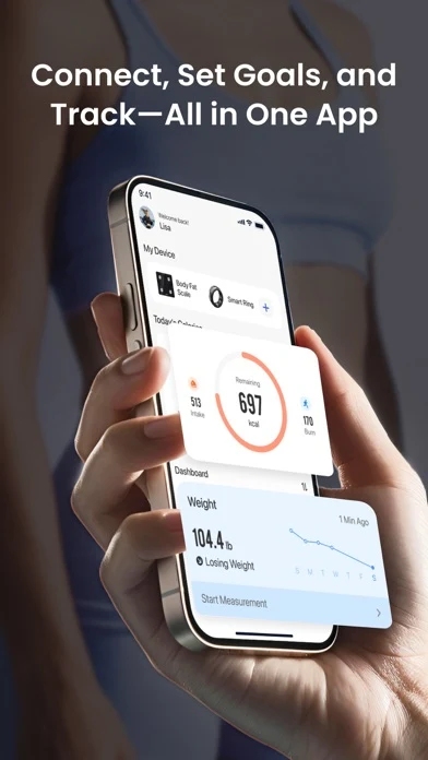 RENPHO Health displays connected devices and a weight dashboard.
