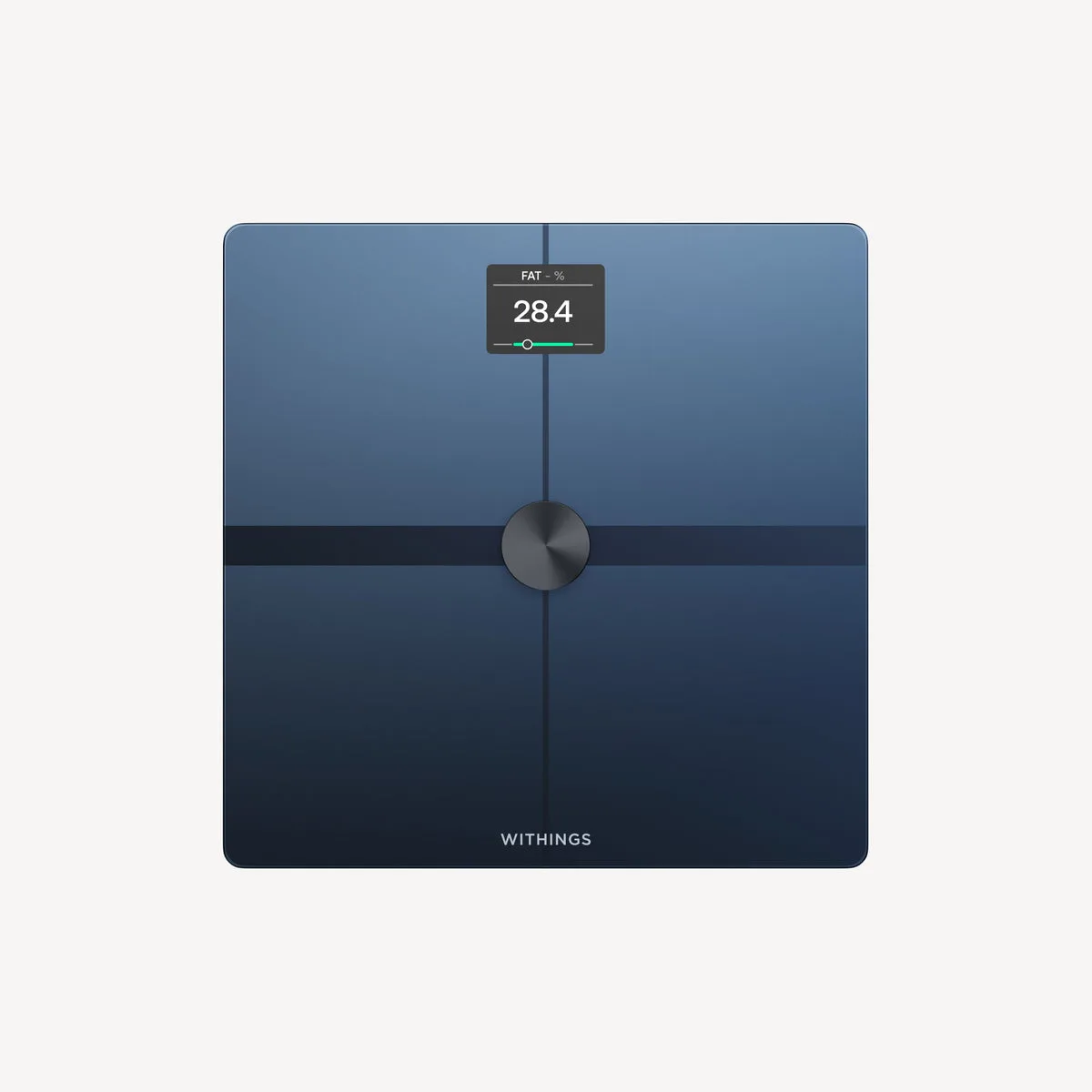 Withings Body Smart scale with its body-fat display on the glass platform