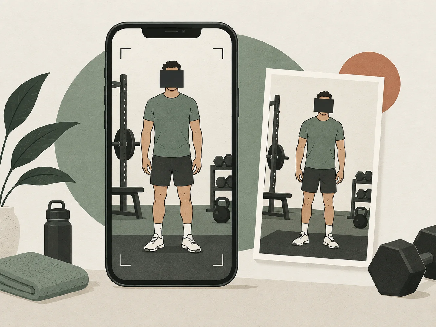 Illustrated phone photo with an opaque privacy cover and a separate exported copy