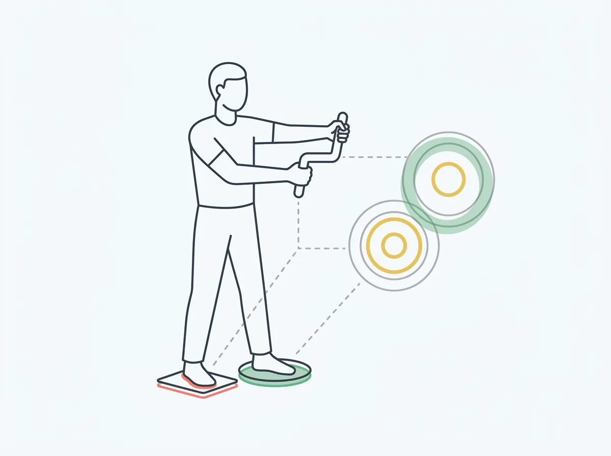 Illustration of hand-and-foot impedance measurement beside separate repeatability and accuracy targets