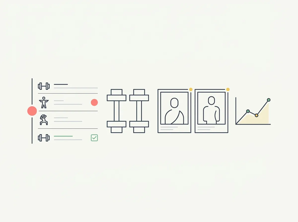 Hevy App Review illustrated with a phone and progress records