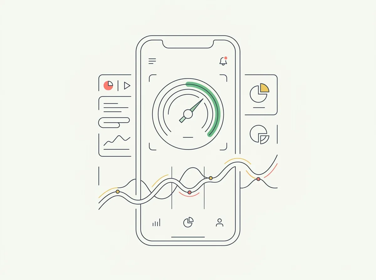 A smartphone showing a macro tracking dashboard with calorie targets and a weight trend line being recalculated by an adaptive algorithm