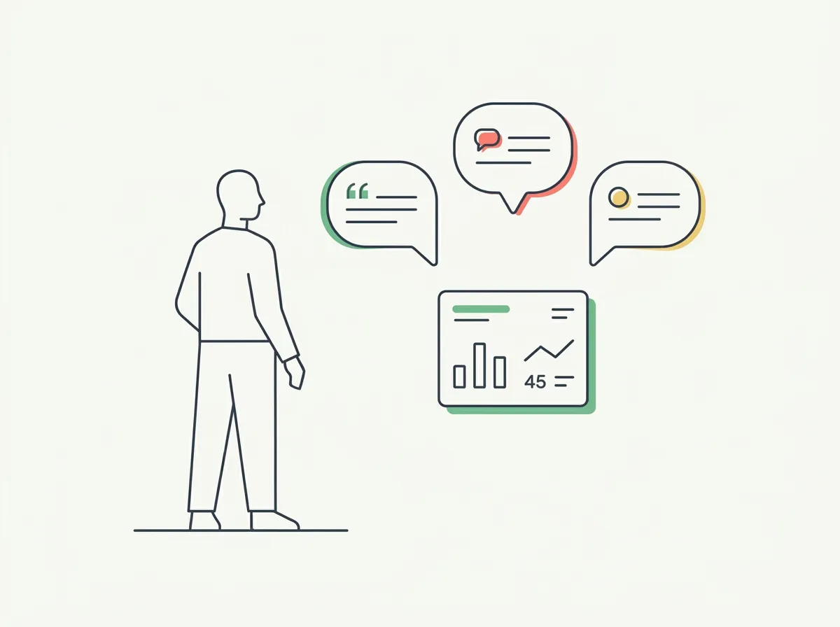 A person photographing themselves in front of a mirror beside four assessment routes — an AI score card, a forum thread, a coach with a clipboard, and a tape measure