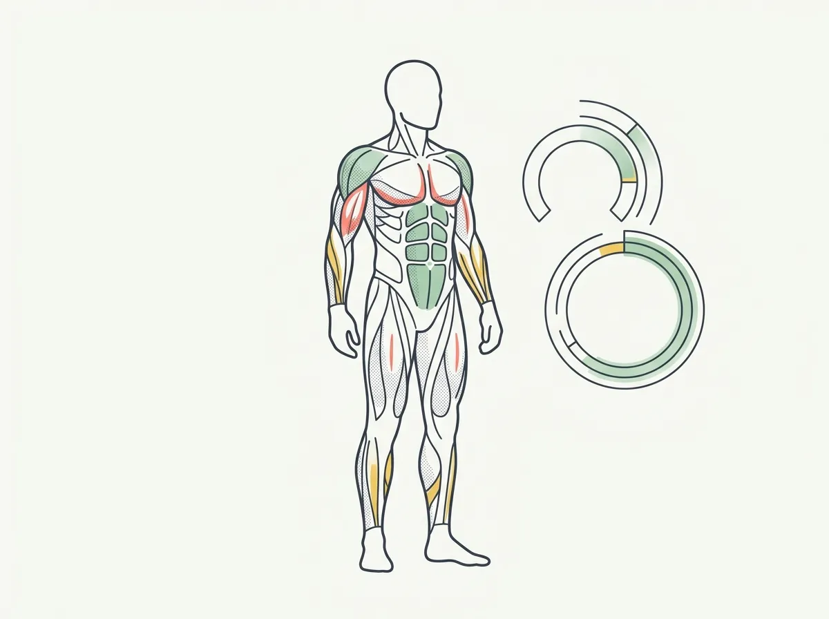 An InBody-style body composition printout highlighting a skeletal muscle mass row beside a chart of SMM percentage declining by age for men and women