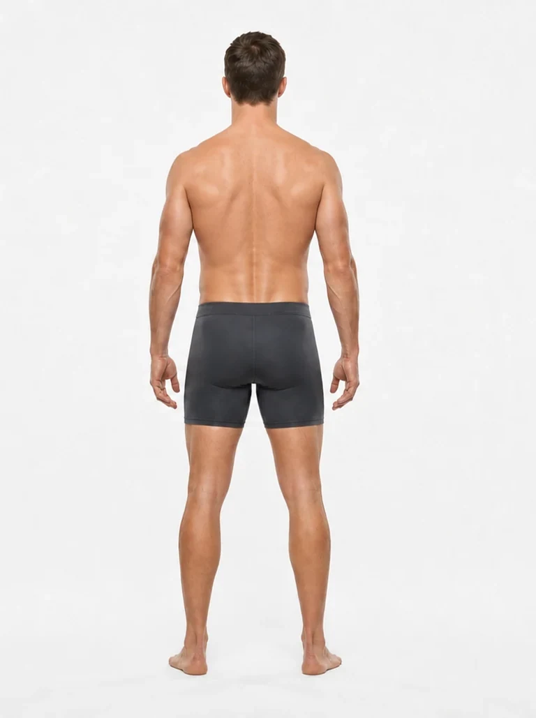 10 percent body fat male back view with visible muscular separation