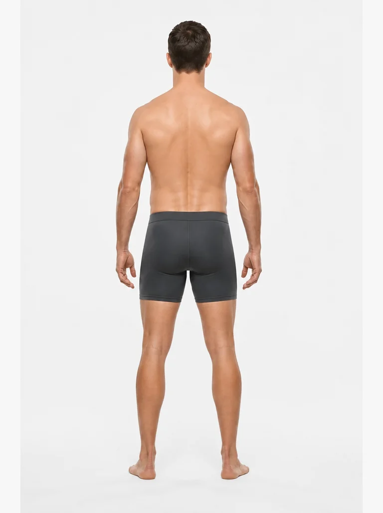 13 percent body fat male back view with a lean waist