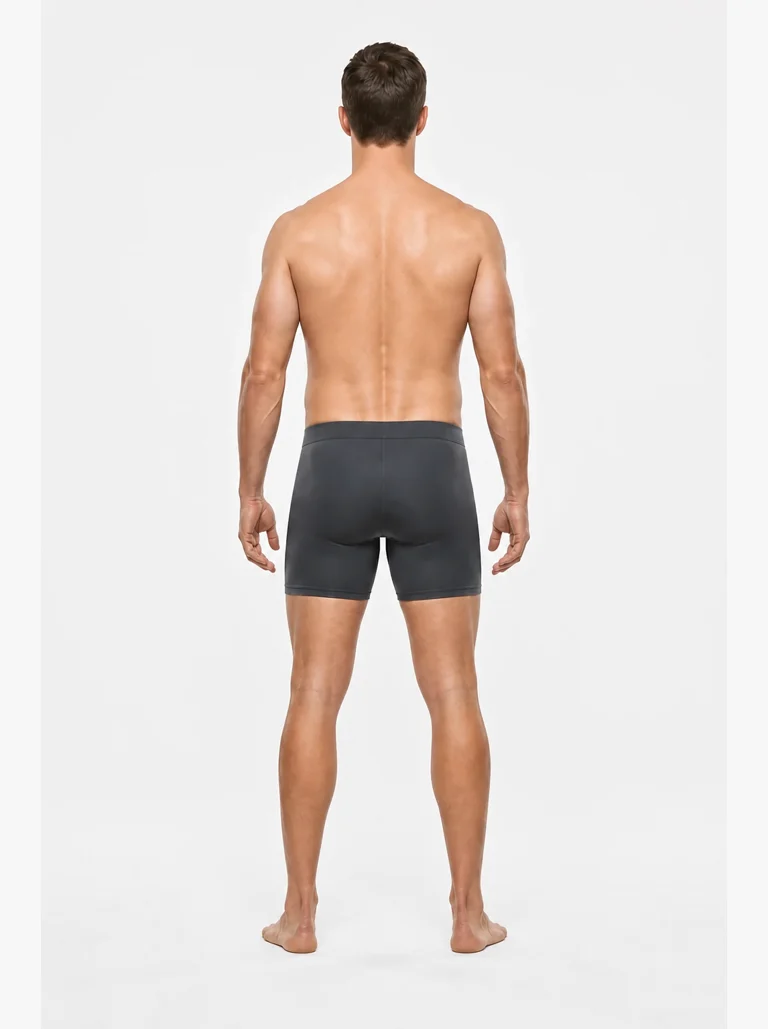 14 percent body fat male back view with softened muscle edges