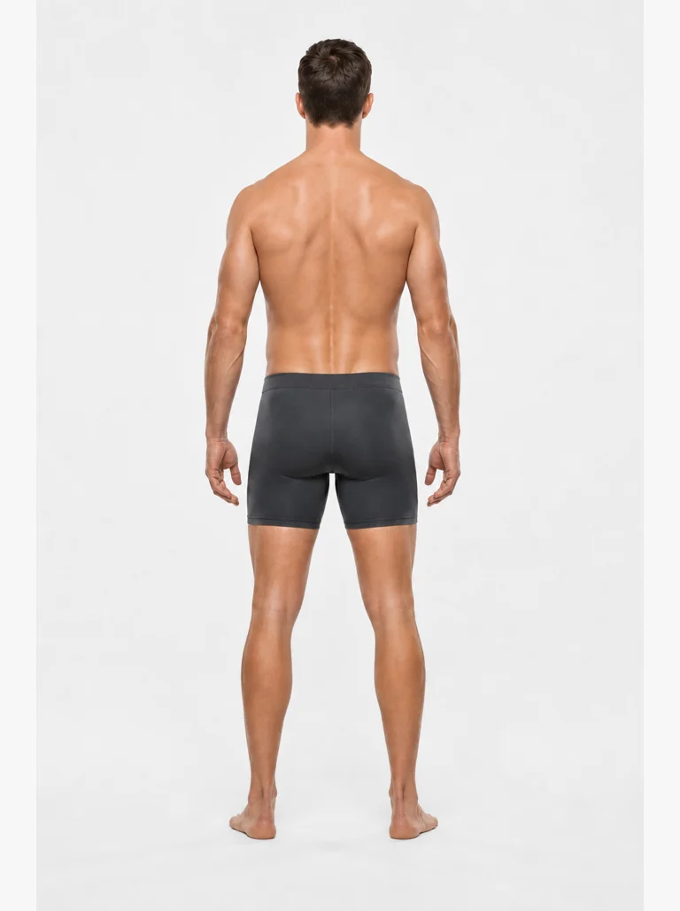 9 percent body fat male back view with a tight lower waist